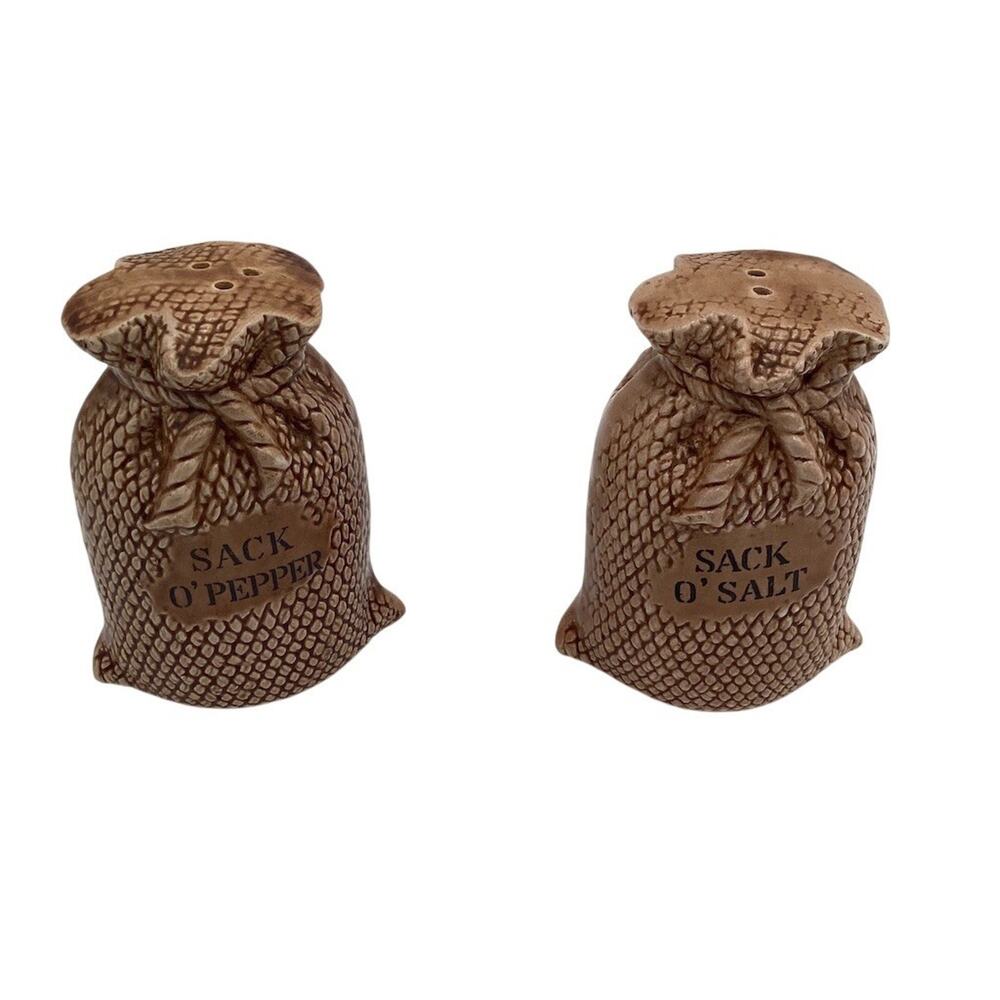 Vintage Sack O' Salt & Sack O' Pepper Salt Pepper Shakers Set 2pc